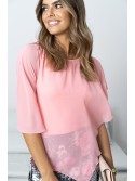 Airy butterfly chiffon blouse, pink F7024 - Online store - Boutique